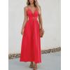 CUPSHE Women Casual Dress Beach Sleeveless V Neck Summer Cutout Spaghetti Straps Formal Maxi Sun Dresses(Red)