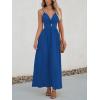 CUPSHE Women Casual Dress Beach Sleeveless V Neck Summer Cutout Spaghetti Straps Formal Maxi Sun Dresses(Royal Blue)