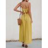 CUPSHE Women Casual Dress Beach Sleeveless V Neck Summer Cutout Spaghetti Straps Formal Maxi Sun Dresses(Yellow)