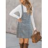 CUPSHE Women Corduroy Fall Dresses Front Bib Pocket Square Neck Wide Strap Casual Overall Mini Dress(Blue Plaid)