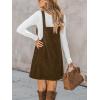 CUPSHE Women Corduroy Fall Dresses Front Bib Pocket Square Neck Wide Strap Casual Overall Mini Dress(Brown)