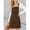 CUPSHE Women Corduroy Fall Dresses Front Bib Pocket Square Neck Wide Strap Casual Overall Mini Dress(Brown)