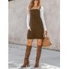 CUPSHE Women Corduroy Fall Dresses Front Bib Pocket Square Neck Wide Strap Casual Overall Mini Dress(Brown)