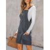 CUPSHE Women Corduroy Fall Dresses Front Bib Pocket Square Neck Wide Strap Casual Overall Mini Dress(Grey)