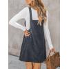 CUPSHE Women Corduroy Fall Dresses Front Bib Pocket Square Neck Wide Strap Casual Overall Mini Dress(Grey)
