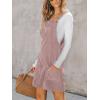 CUPSHE Women Corduroy Fall Dresses Front Bib Pocket Square Neck Wide Strap Casual Overall Mini Dress(Light Purple)
