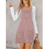 CUPSHE Women Corduroy Fall Dresses Front Bib Pocket Square Neck Wide Strap Casual Overall Mini Dress(Light Purple)