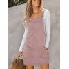 CUPSHE Women Corduroy Fall Dresses Front Bib Pocket Square Neck Wide Strap Casual Overall Mini Dress(Light Purple)