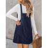 CUPSHE Women Corduroy Fall Dresses Front Bib Pocket Square Neck Wide Strap Casual Overall Mini Dress(Navy)