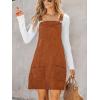 CUPSHE Women Corduroy Fall Dresses Front Bib Pocket Square Neck Wide Strap Casual Overall Mini Dress(Orange)