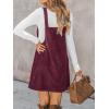 CUPSHE Women Corduroy Fall Dresses Front Bib Pocket Square Neck Wide Strap Casual Overall Mini Dress(Wine Red)