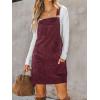 CUPSHE Women Corduroy Fall Dresses Front Bib Pocket Square Neck Wide Strap Casual Overall Mini Dress(Wine Red)