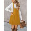 CUPSHE Women Corduroy Fall Dresses Front Bib Pocket Square Neck Wide Strap Casual Overall Mini Dress(Yellow)