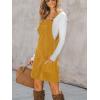 CUPSHE Women Corduroy Fall Dresses Front Bib Pocket Square Neck Wide Strap Casual Overall Mini Dress(Yellow)