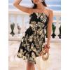 CUPSHE Women Floral Mini Summer Dress Tiered Ruffle Tube Front Button Elastic Waist Tie Casual Holiday Beach Dresses(Tropical Palm)