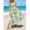 CUPSHE Women’s Beach Vacation Summer Dresses Square Neck Tropical Elastic Waist Sleeveless Maxi Dress(Green)