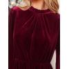 CUPSHE Women’s Fall Dresses 2025 High Neck Long Sleeve Mini Party Ruffled Casual Tunic Velvet Wedding Guest Dress(Burgundy)