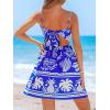 CUPSHE Women’s Floral Mini Sundress Twisted V Neck Sleeveless Short Dress Self Tie Back Summer Vacation Beach Dress(Blue Printed)