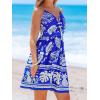 CUPSHE Women’s Floral Mini Sundress Twisted V Neck Sleeveless Short Dress Self Tie Back Summer Vacation Beach Dress(Blue Printed)