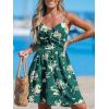CUPSHE Women’s Floral Mini Sundress Twisted V Neck Sleeveless Short Dress Self Tie Back Summer Vacation Beach Dress(Green Floral-mini)