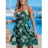 CUPSHE Women’s Floral Mini Sundress Twisted V Neck Sleeveless Short Dress Self Tie Back Summer Vacation Beach Dress(Green Floral-mini)