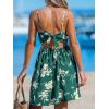 CUPSHE Women’s Floral Mini Sundress Twisted V Neck Sleeveless Short Dress Self Tie Back Summer Vacation Beach Dress(Green Floral-mini)