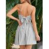 CUPSHE Women’s Floral Mini Sundress Twisted V Neck Sleeveless Short Dress Self Tie Back Summer Vacation Beach Dress(Grey Striped)