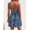 CUPSHE Women’s Floral Mini Sundress Twisted V Neck Sleeveless Short Dress Self Tie Back Summer Vacation Beach Dress(Navy Paisley)