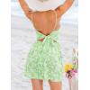 CUPSHE Women’s Floral Mini Sundress Twisted V Neck Sleeveless Short Dress Self Tie Back Summer Vacation Beach Dress(Pastel Green)