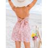 CUPSHE Women’s Floral Mini Sundress Twisted V Neck Sleeveless Short Dress Self Tie Back Summer Vacation Beach Dress(Pink)