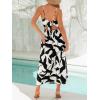 CUPSHE Women’s Long Dresses Summer Sleeveless Beach Casual Side Slit Spaghetti Straps Vacation Graduation Midi Dress(Black Printed)