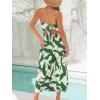 CUPSHE Women’s Long Dresses Summer Sleeveless Beach Casual Side Slit Spaghetti Straps Vacation Graduation Midi Dress(Green Printed)