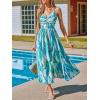 CUPSHE Women’s Long Dresses Summer Sleeveless Beach Casual Side Slit Spaghetti Straps Vacation Graduation Midi Dress(Pool Blue)
