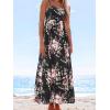 CUPSHE Women’s Maxi Dress Ditsy Floral Smocked Summer Sundress Sleeveless Ruffled Spaghetti Straps Long Beach Formal Dress(Black Printed)