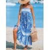 CUPSHE Women’s Maxi Dress Ditsy Floral Smocked Summer Sundress Sleeveless Ruffled Spaghetti Straps Long Beach Formal Dress(Blue Floral)