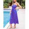 CUPSHE Women’s Maxi Dress Ditsy Floral Smocked Summer Sundress Sleeveless Ruffled Spaghetti Straps Long Beach Formal Dress(Blue Paisley)