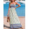 CUPSHE Women’s Maxi Dress Ditsy Floral Smocked Summer Sundress Sleeveless Ruffled Spaghetti Straps Long Beach Formal Dress(Blue Printed)
