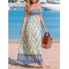 CUPSHE Women’s Maxi Dress Ditsy Floral Smocked Summer Sundress Sleeveless Ruffled Spaghetti Straps Long Beach Formal Dress(Blue Printed)