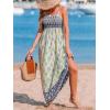CUPSHE Women’s Maxi Dress Ditsy Floral Smocked Summer Sundress Sleeveless Ruffled Spaghetti Straps Long Beach Formal Dress(Blue Printed)