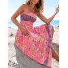CUPSHE Women’s Maxi Dress Ditsy Floral Smocked Summer Sundress Sleeveless Ruffled Spaghetti Straps Long Beach Formal Dress(Fuchsia Pink)