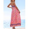 CUPSHE Women’s Maxi Dress Ditsy Floral Smocked Summer Sundress Sleeveless Ruffled Spaghetti Straps Long Beach Formal Dress(Fuchsia Pink)