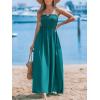 CUPSHE Women’s Maxi Dress Ditsy Floral Smocked Summer Sundress Sleeveless Ruffled Spaghetti Straps Long Beach Formal Dress(Green)