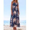 CUPSHE Women’s Maxi Dress Ditsy Floral Smocked Summer Sundress Sleeveless Ruffled Spaghetti Straps Long Beach Formal Dress(Midnight Blue)