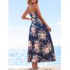CUPSHE Women’s Maxi Dress Ditsy Floral Smocked Summer Sundress Sleeveless Ruffled Spaghetti Straps Long Beach Formal Dress(Midnight Blue)