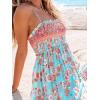 CUPSHE Women’s Maxi Dress Ditsy Floral Smocked Summer Sundress Sleeveless Ruffled Spaghetti Straps Long Beach Formal Dress(Mint Floral)
