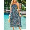 CUPSHE Women’s Maxi Dress Ditsy Floral Smocked Summer Sundress Sleeveless Ruffled Spaghetti Straps Long Beach Formal Dress(Navy Ditsy)
