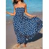 CUPSHE Women’s Maxi Dress Ditsy Floral Smocked Summer Sundress Sleeveless Ruffled Spaghetti Straps Long Beach Formal Dress(Navy Dots)