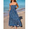 CUPSHE Women’s Maxi Dress Ditsy Floral Smocked Summer Sundress Sleeveless Ruffled Spaghetti Straps Long Beach Formal Dress(Navy Dots)