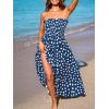 CUPSHE Women’s Maxi Dress Ditsy Floral Smocked Summer Sundress Sleeveless Ruffled Spaghetti Straps Long Beach Formal Dress(Navy Dots)
