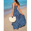 CUPSHE Women’s Maxi Dress Ditsy Floral Smocked Summer Sundress Sleeveless Ruffled Spaghetti Straps Long Beach Formal Dress(Navy Dots)